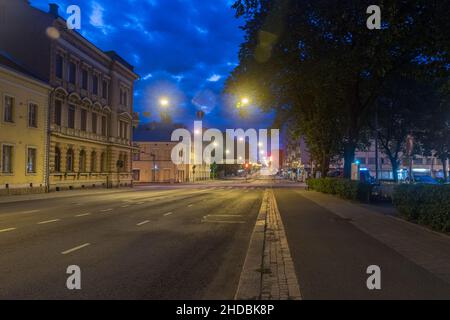 Turku, Finland - August 5, 2021: Early morning view on one of the main street in Turku. Stock Photo