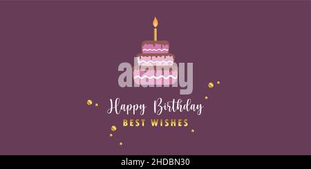 happy birthday greeting card with cake and confetti Stock Vector