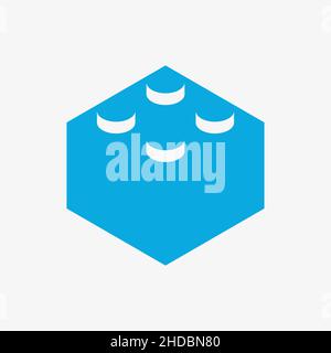 A blue vector icon of toy building block Stock Vector