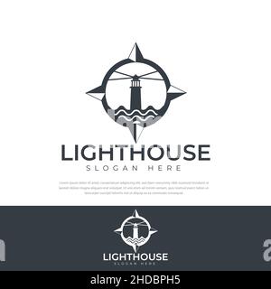 Modern simple lighthouse logo design vector graphic Stock Vector Image ...