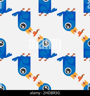 seamless pattern of birds eating worms on a white background vector image Stock Vector