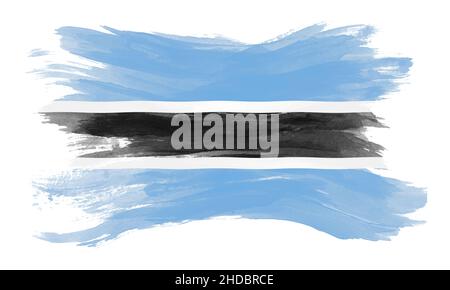Flag of botswana on white stroke brush background Stock Photo - Alamy