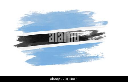 Flag of botswana on white stroke brush background Stock Photo - Alamy