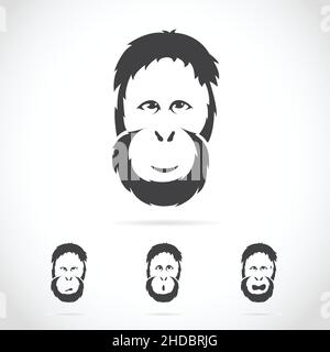 Vector of orangutan face on white background. Easy editable layered vector illustration. Stock Vector