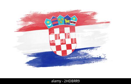 Croatia flag brush stroke, national flag on white background Stock Photo