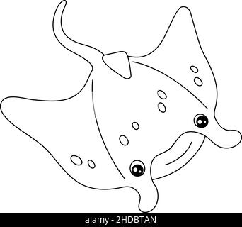 Manta Ray Coloring Page Isolated for Kids Stock Vector