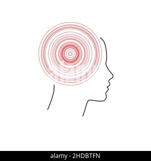 Linear head with circles brain. Problem solving concept. Stock vector illustration isolated Stock Vector
