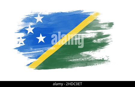 Solomon Islands flag brush stroke, national flag on white background Stock Photo