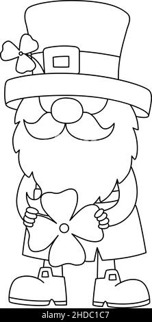 St. Patricks Day Gnome Coloring Page for Kids Stock Vector Image & Art ...