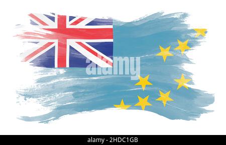 Tuvalu flag brush stroke, national flag on white background Stock Photo