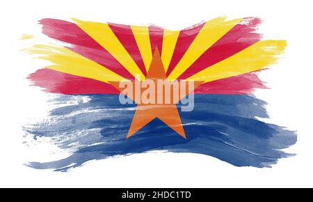 Arizona state flag brush stroke, Arizona flag background Stock Photo