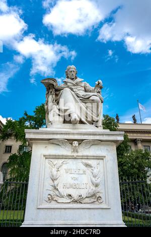 Wilhelm von Humboldt Statue at the University Unter den Linden, Berlin, Germany, Europe Stock Photo