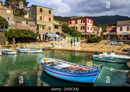 Centuri Port, the most important crayfish fishing port in France, Cap Corse, Corsica, Centuri Port, Corsica, France, Europe Stock Photo