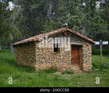 Fancy, Old and stone house in the forrest Stock Photo