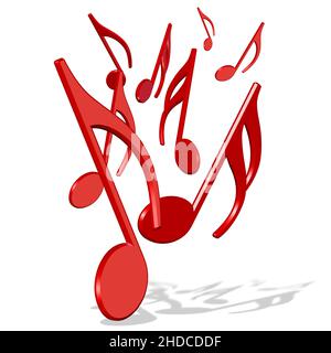 Music notes against white background, 3d illustration Stock Photo