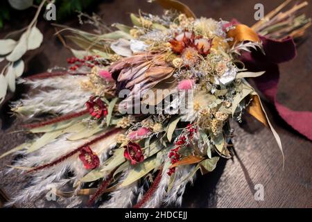 Bouquet of dried flowers and Susukino Stock Photo