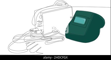 Continuous line welding mask with welding machine Stock Vector