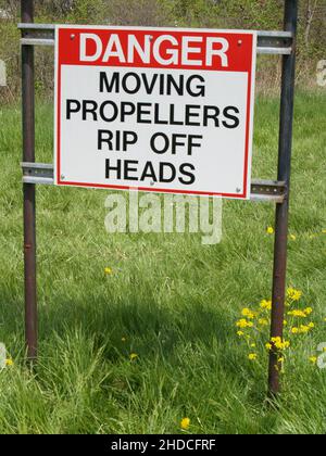 Warning Sign for helicopter operations Stock Photo