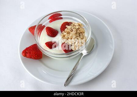 Erdbeerdessert, Frühstück mit ��ü������ und Joghurt, Stock Photo