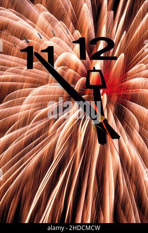 Feuerwerk, Happy New Year, Frohes Neues Jahr, 5 vor 12, Stock Photo