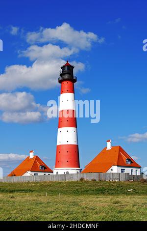 Urlaub in Deutschland, Urlaub, Holiday, Leuchtturm, Westerhever, Westerheversand, Reisen, Stock Photo