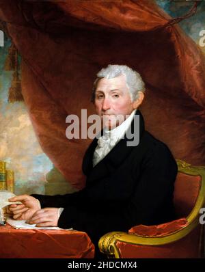 James Monroe. Portrait of the 5th US President James Monroe (1758-1831) by Gilbert Stuart, oil on canvas, c. 1820-22 Stock Photo