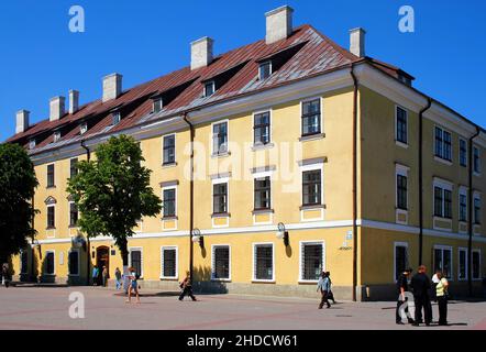 Ivano Frankivsk, Ukraine: Historical building on the corner of Maydan Sheptytskoho and Nyzova Street in the old town of Ivano Frankivsk. Stock Photo