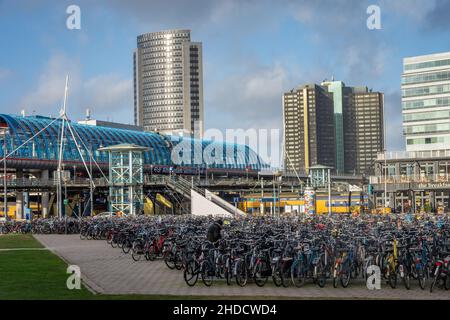 Amsterdam, North Holland, The Netherlands, 03.01.2022, View on station Amsterdam Sloterdijk, a major railway junction Stock Photo
