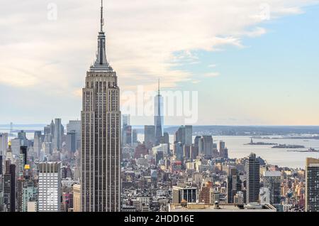 Manhattan, New York, Cityscape. Famous Buildings, Towers and Skyscrapers. Breathtaking View from Above in one of the most Popular Skylines Stock Photo