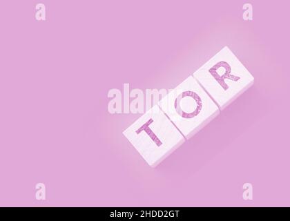 Tor anonymous by letters on a woden blocks on black. Business concept. Stock Photo
