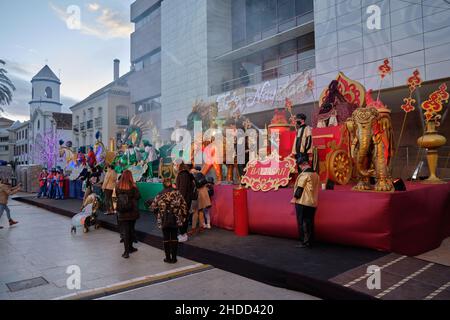 Three Kings parade in Fuengirola, Malaga, Spain. Stock Photo