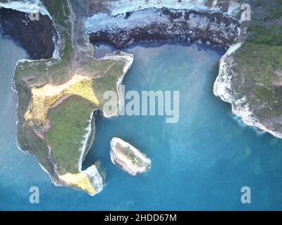 Overhead view of Flamborough Head coastline, UK Stock Photo