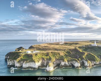 Overhead view of Flamborough Head coastline, UK Stock Photo