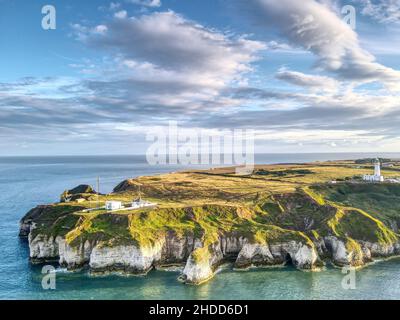 Overhead view of Flamborough Head coastline, UK Stock Photo