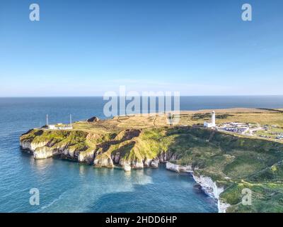 Overhead view of Flamborough Head coastline, UK Stock Photo