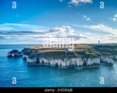 Overhead view of Flamborough Head coastline, UK Stock Photo