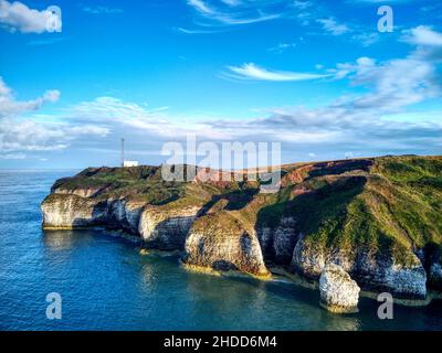 Overhead view of Flamborough Head coastline, UK Stock Photo