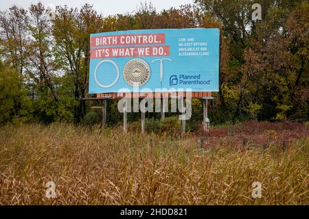 Alexandria; Minnesota.  Planned Parenthood birth control sign. Stock Photo