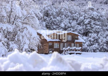 House in the snow Stock Photo