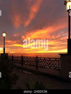 Sunset Clouds Ray Light Sun, 3d Render Illustration Stock Photo - Alamy