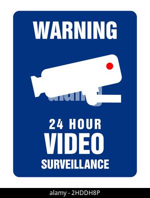 Security camera warning sign. Vector sticker design for video surveillance CCTV warning. Stock Vector