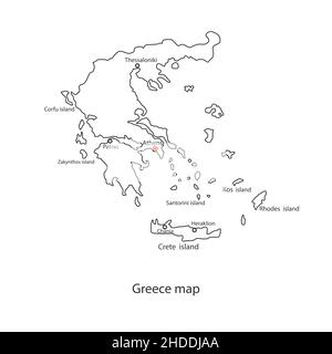 Greece world map country outline in black contour. Vector icon for web or mobile app. Stock Vector