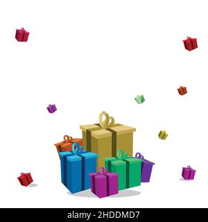 Colorful gift box falling in white background. Vector illustration Stock Vector