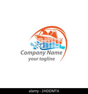 couple driving speed boat, colored isolated vector illustration.EPS 10 Stock Vector