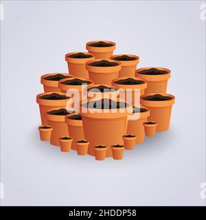 Isolated white background flowerpot. Vector illustration Stock Vector