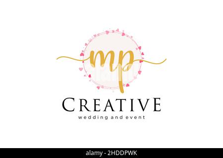 MP feminine logo. Usable for Logo for fashion,photography, wedding, beauty, business. Flat Vector Logo Design Template Element. Stock Vector