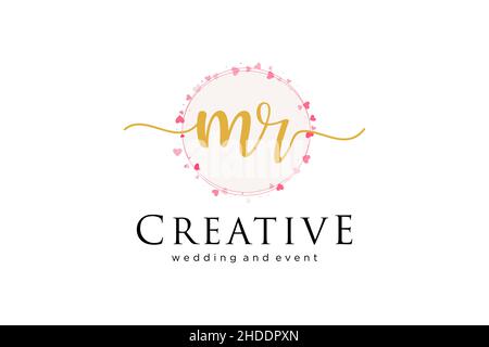 MR feminine logo. Usable for Logo for fashion,photography, wedding, beauty, business. Flat Vector Logo Design Template Element. Stock Vector
