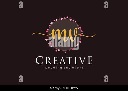 MV feminine logo. Usable for Logo for fashion,photography, wedding, beauty, business. Flat Vector Logo Design Template Element. Stock Vector
