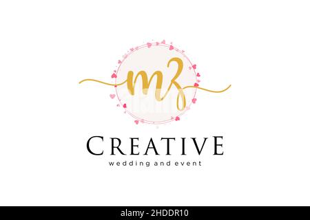 MZ feminine logo. Usable for Logo for fashion,photography, wedding, beauty, business. Flat Vector Logo Design Template Element. Stock Vector