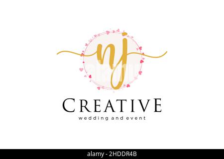 NJ feminine logo. Usable for Logo for fashion,photography, wedding, beauty, business. Flat Vector Logo Design Template Element. Stock Vector